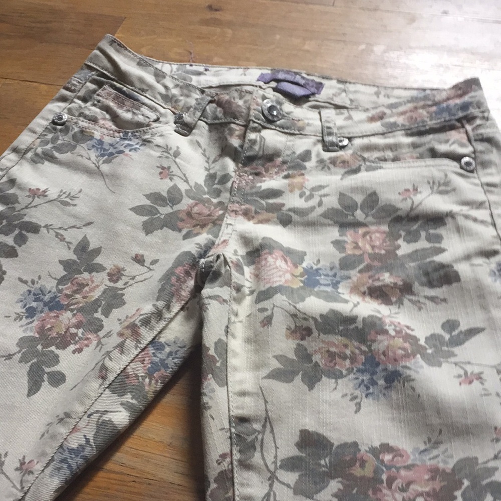 Light colored floral jeans